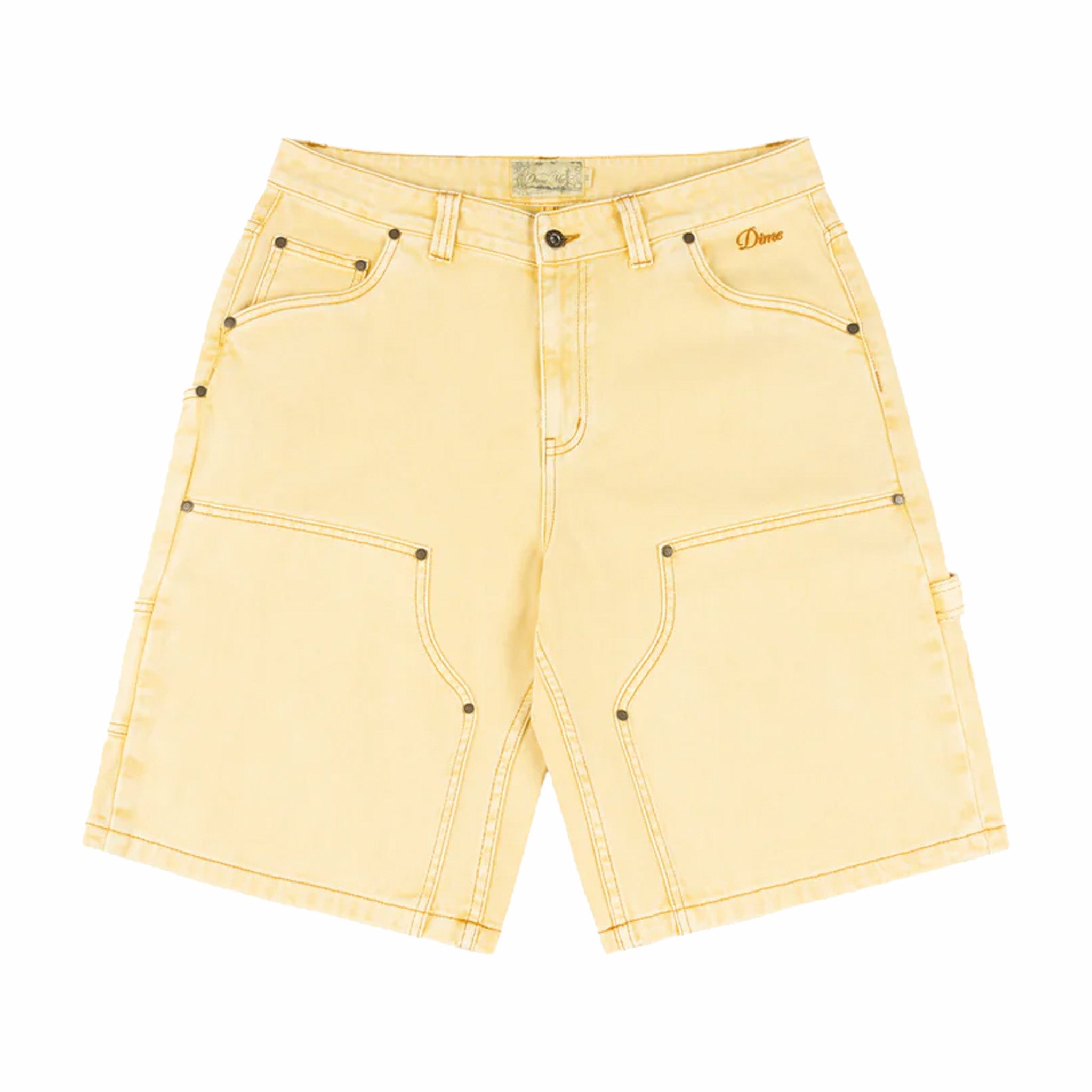 Dime Carpenter Denim Shorts in Lemon