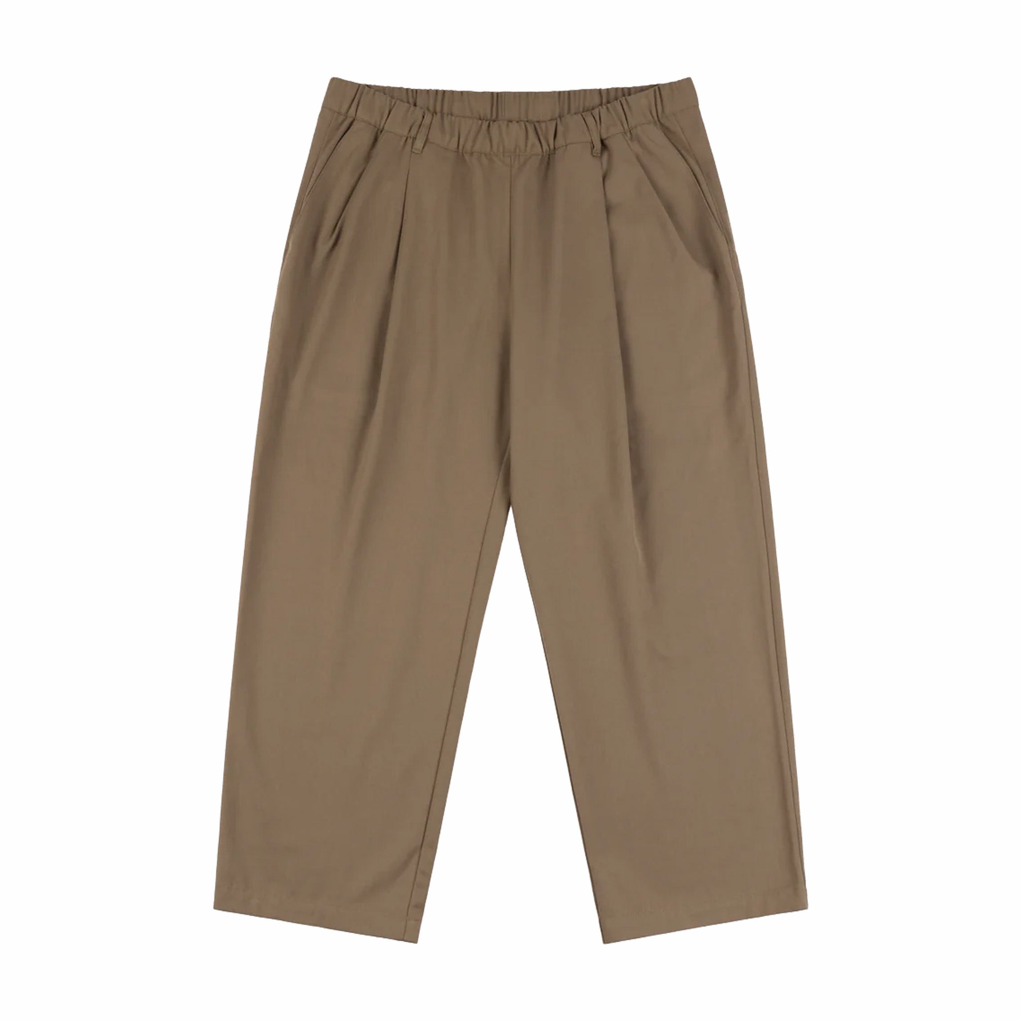 Camel Twill Pleated Pants for Men