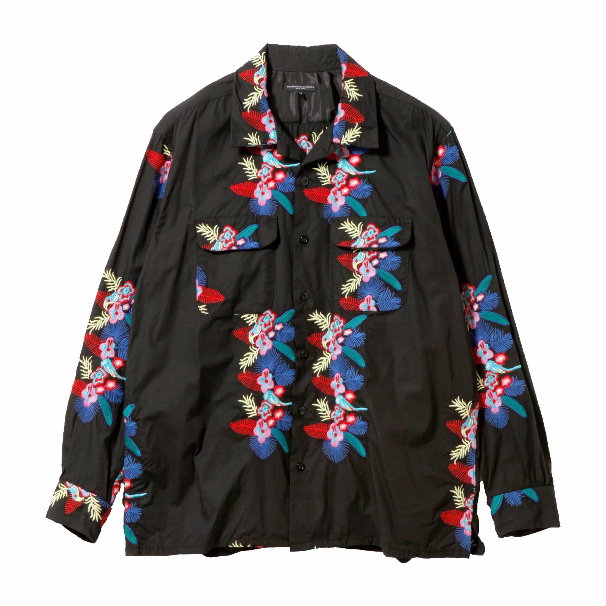 Engineered Garments Black Cotton Floral Shirt
