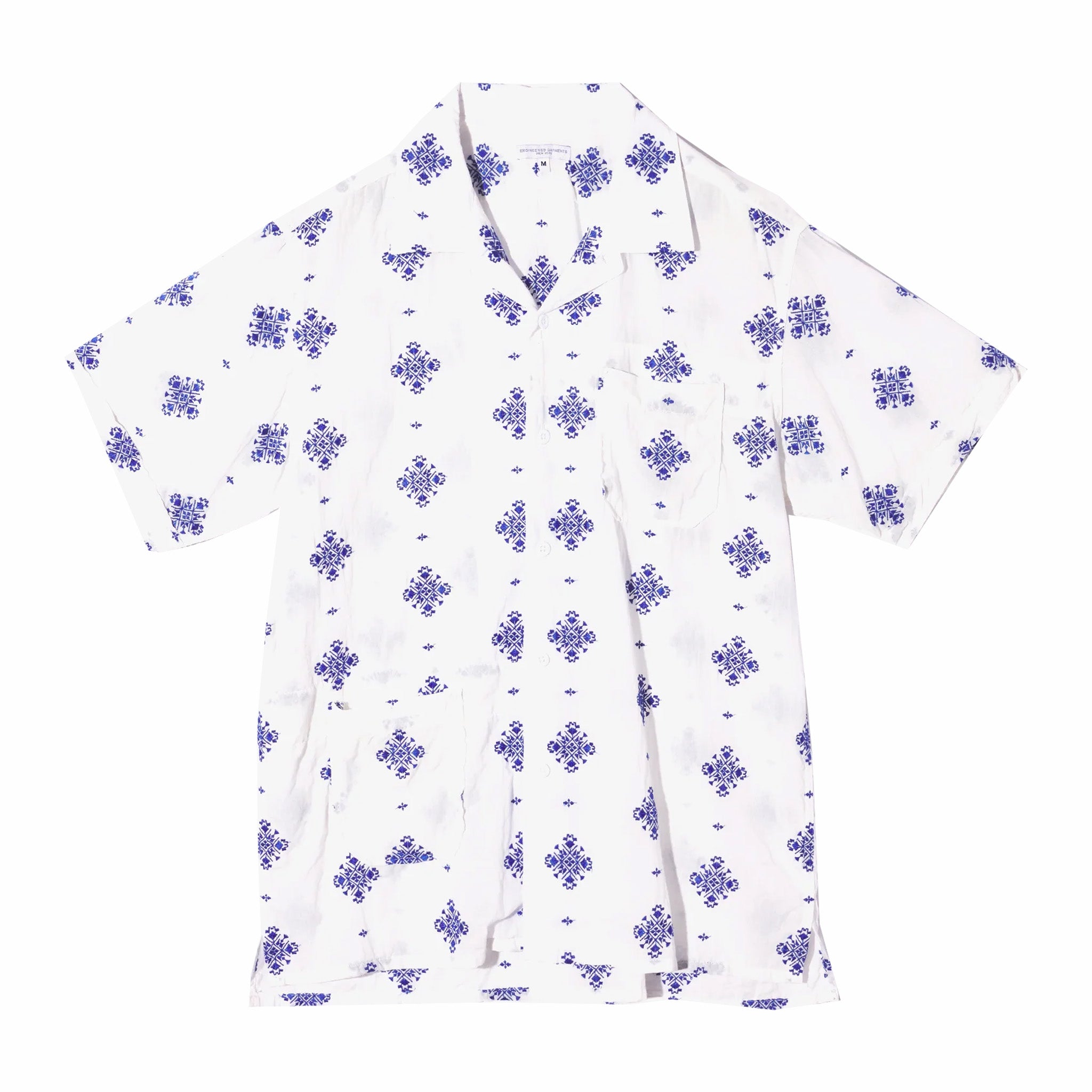 Engineered Garments White Embroidered Camp Shirt