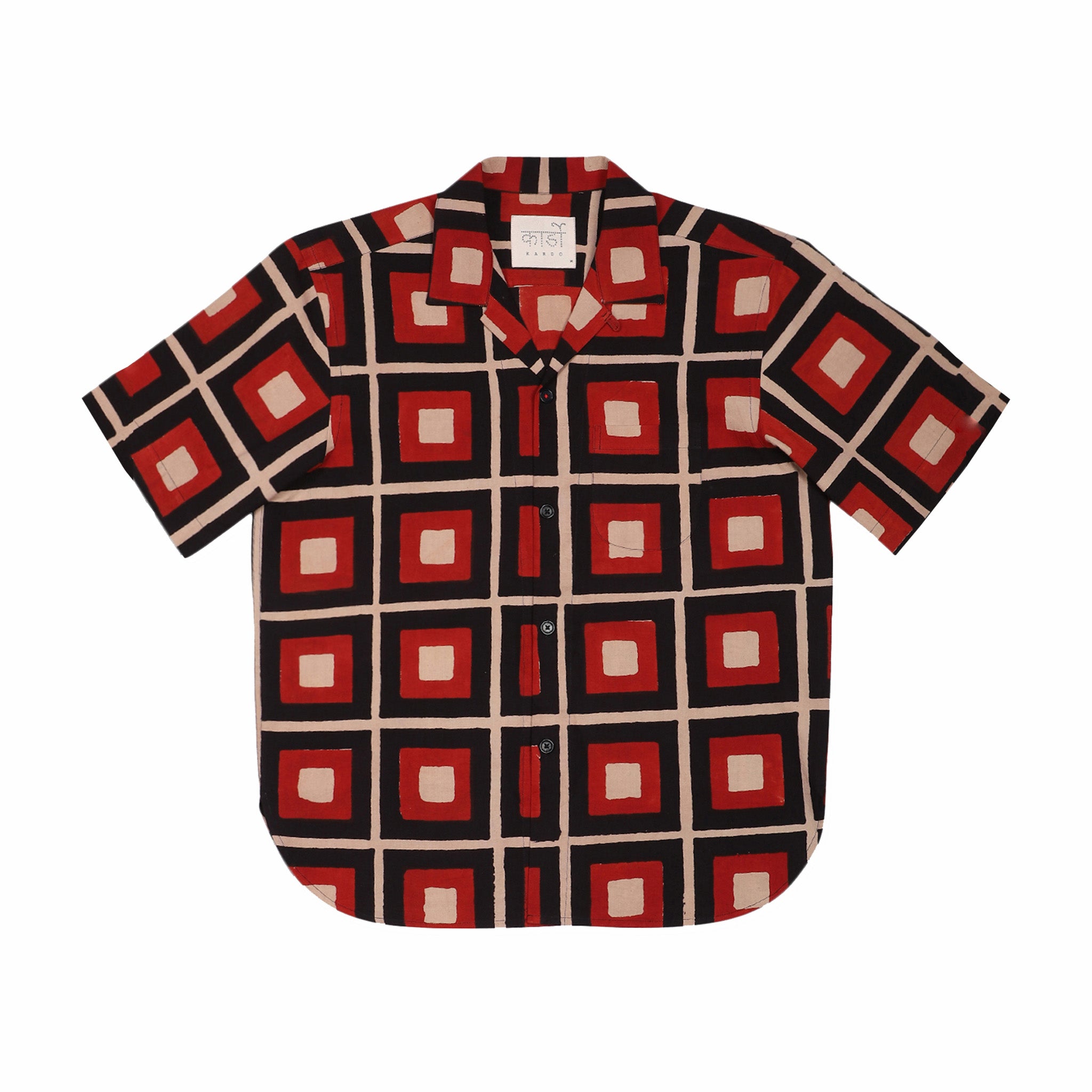 Kardo Ronen Oversized Camp Collar Shirt - Black Multi