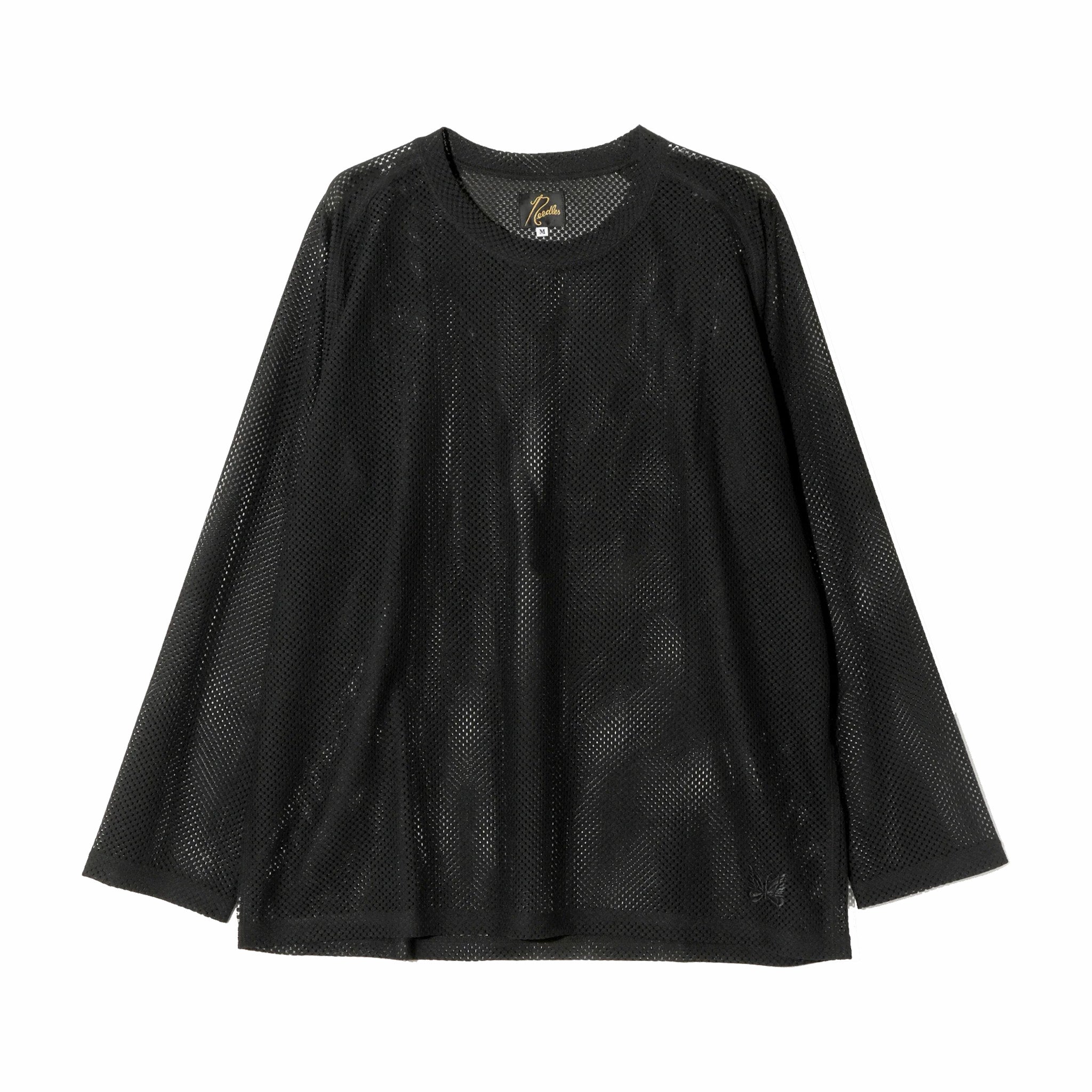 Black Raschel Lace U-Neck Long Sleeve Tee