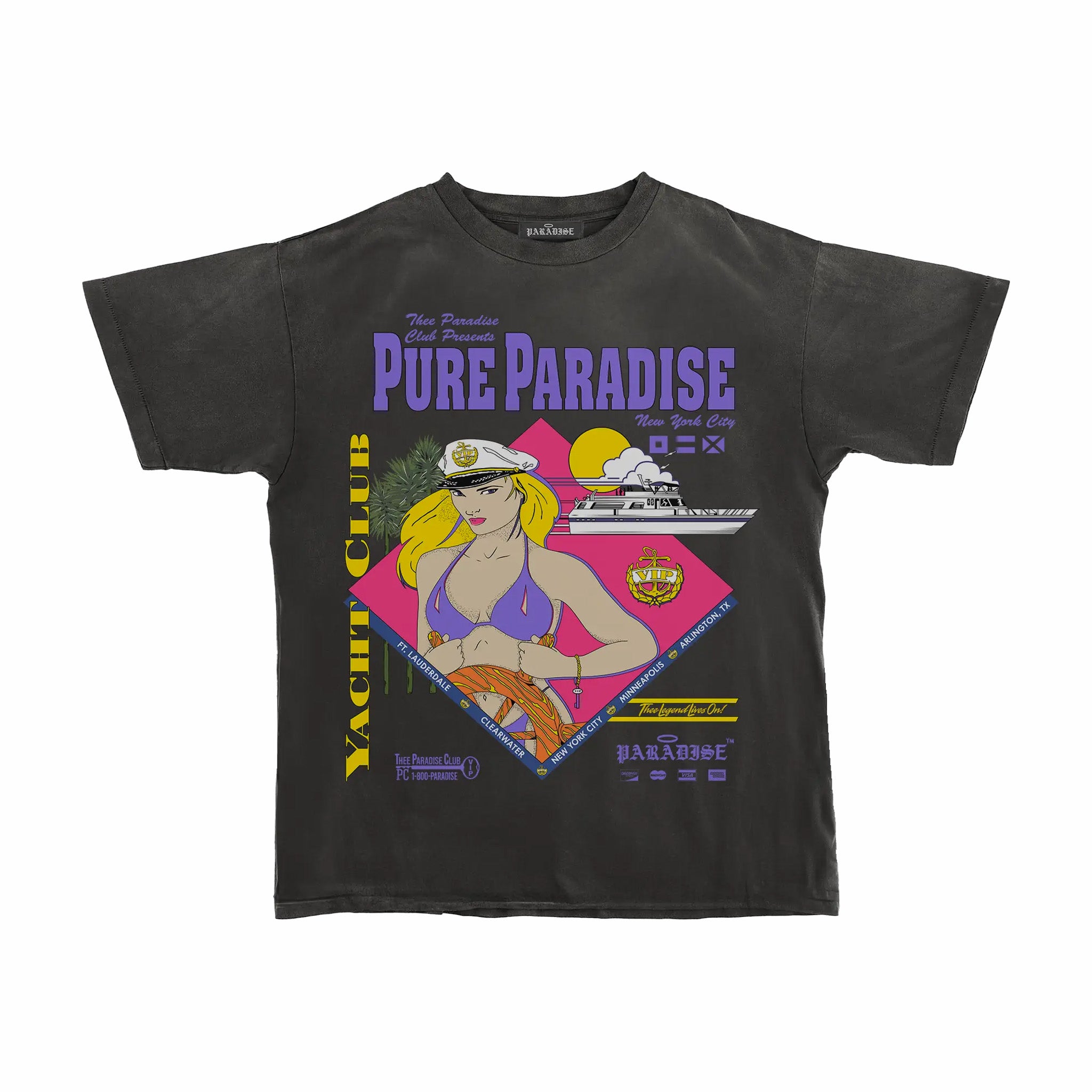 Vintage Black Paradise NYC VIP Yacht Club Tee