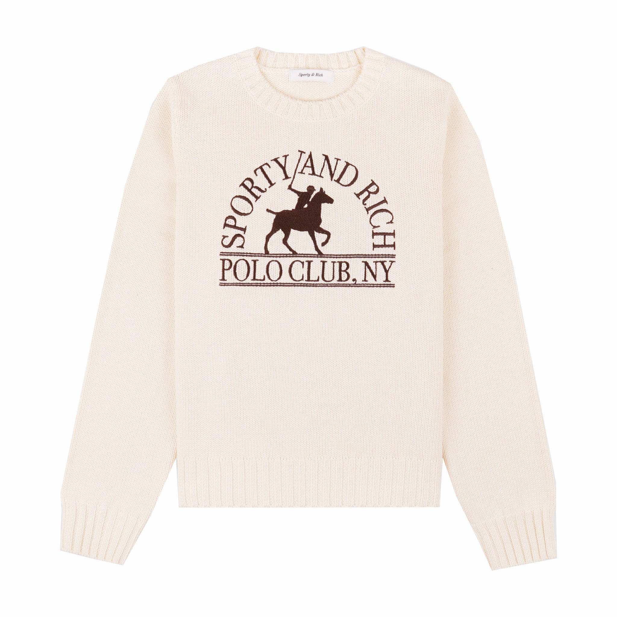 Sporty & Rich Knit Sweater - Cream & Chocolate Polo Style