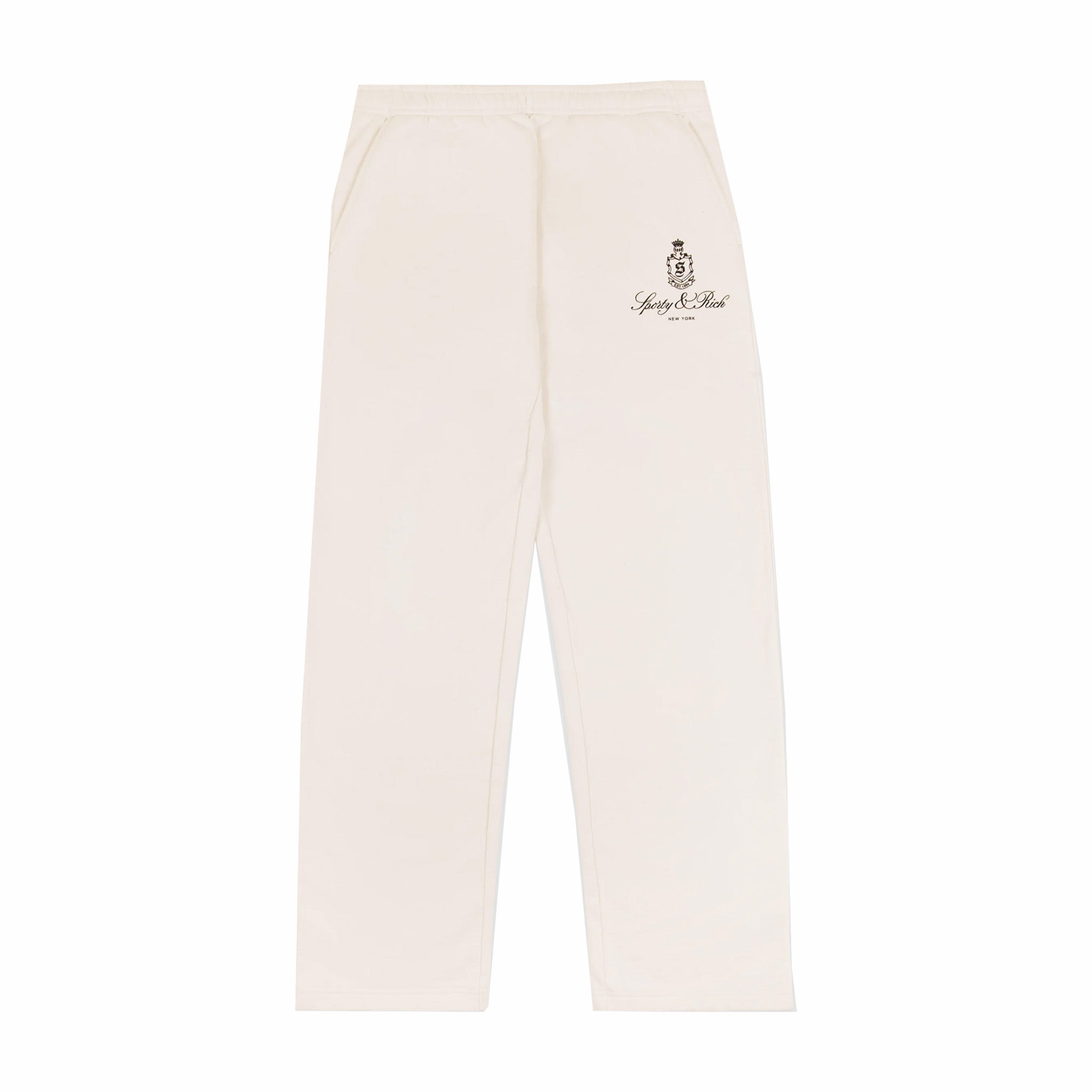 Sporty & Rich Straight Leg Sweatpants - Cream & Chocolate