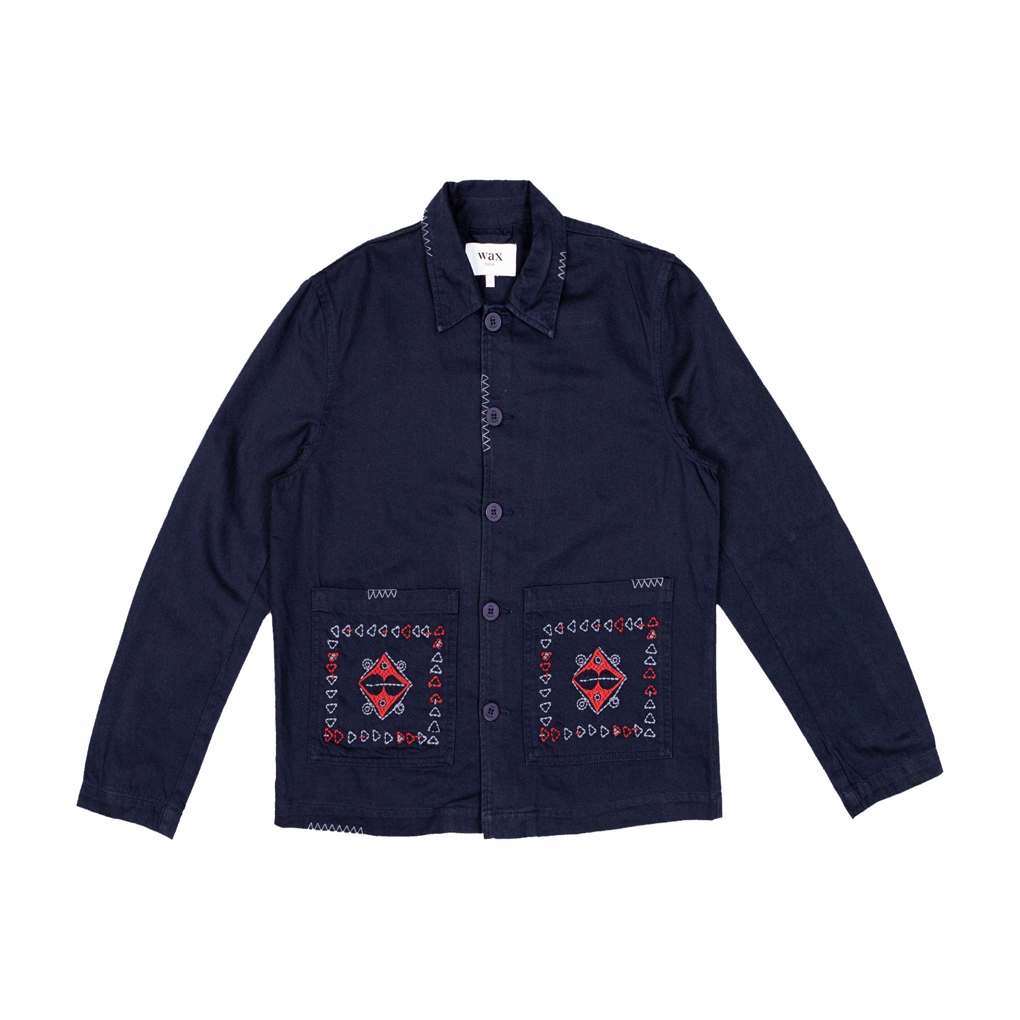 Wax London Navy Embroidered Jacket – Stylish Outerwear