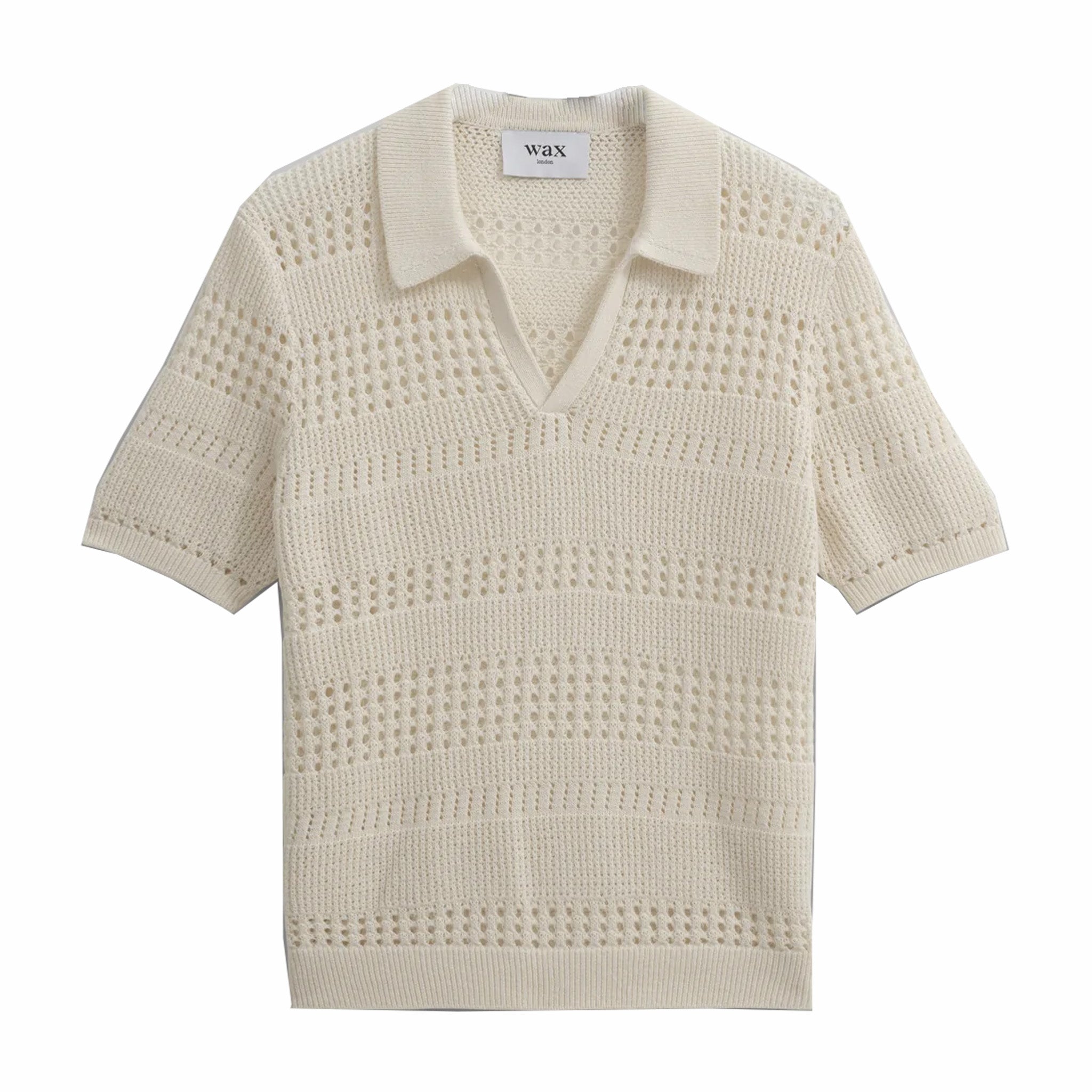 Wax London Siena Knit Polo – Ecru Pointelle Style