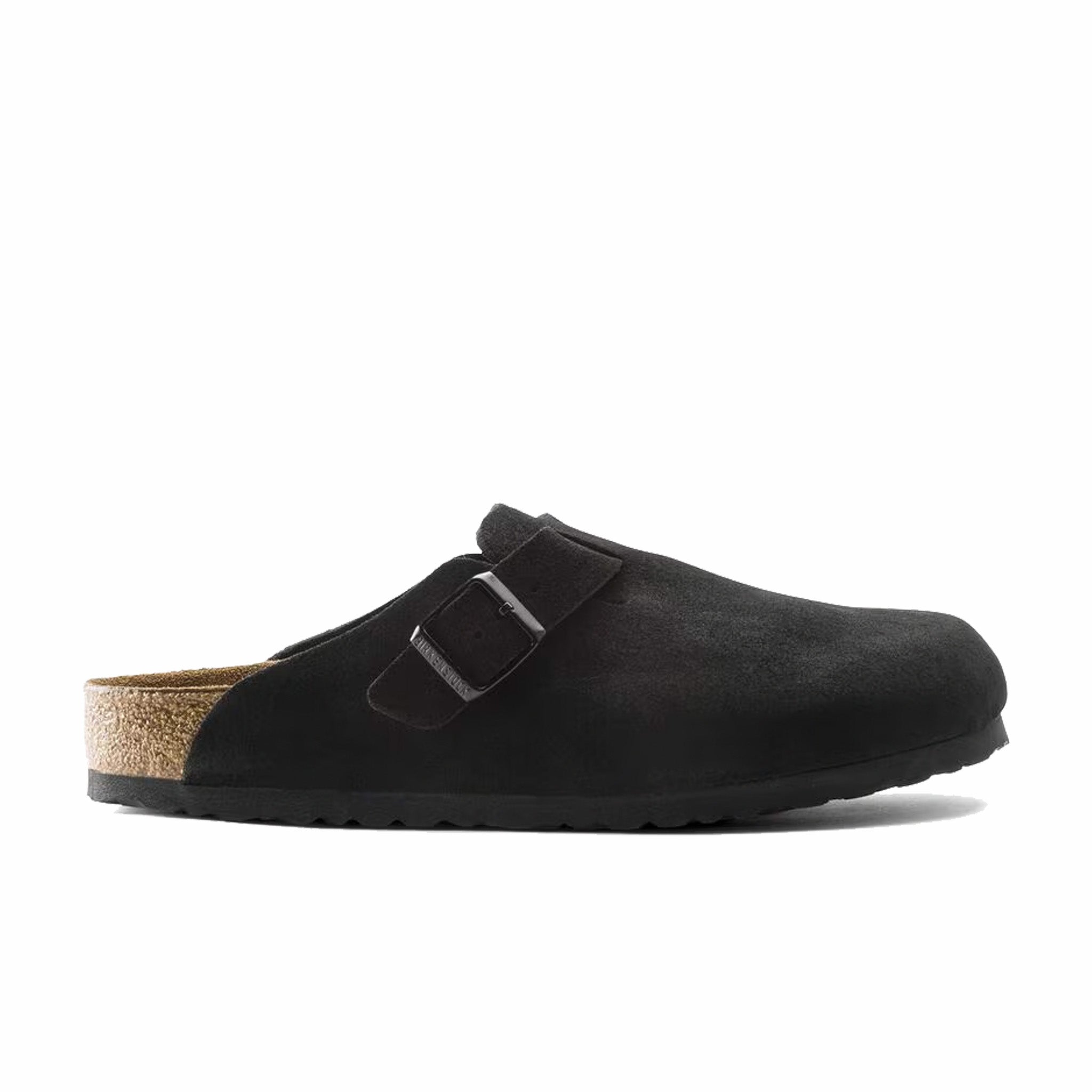 Birkenstock Boston Suede Clogs - Soft Footbed (Black)