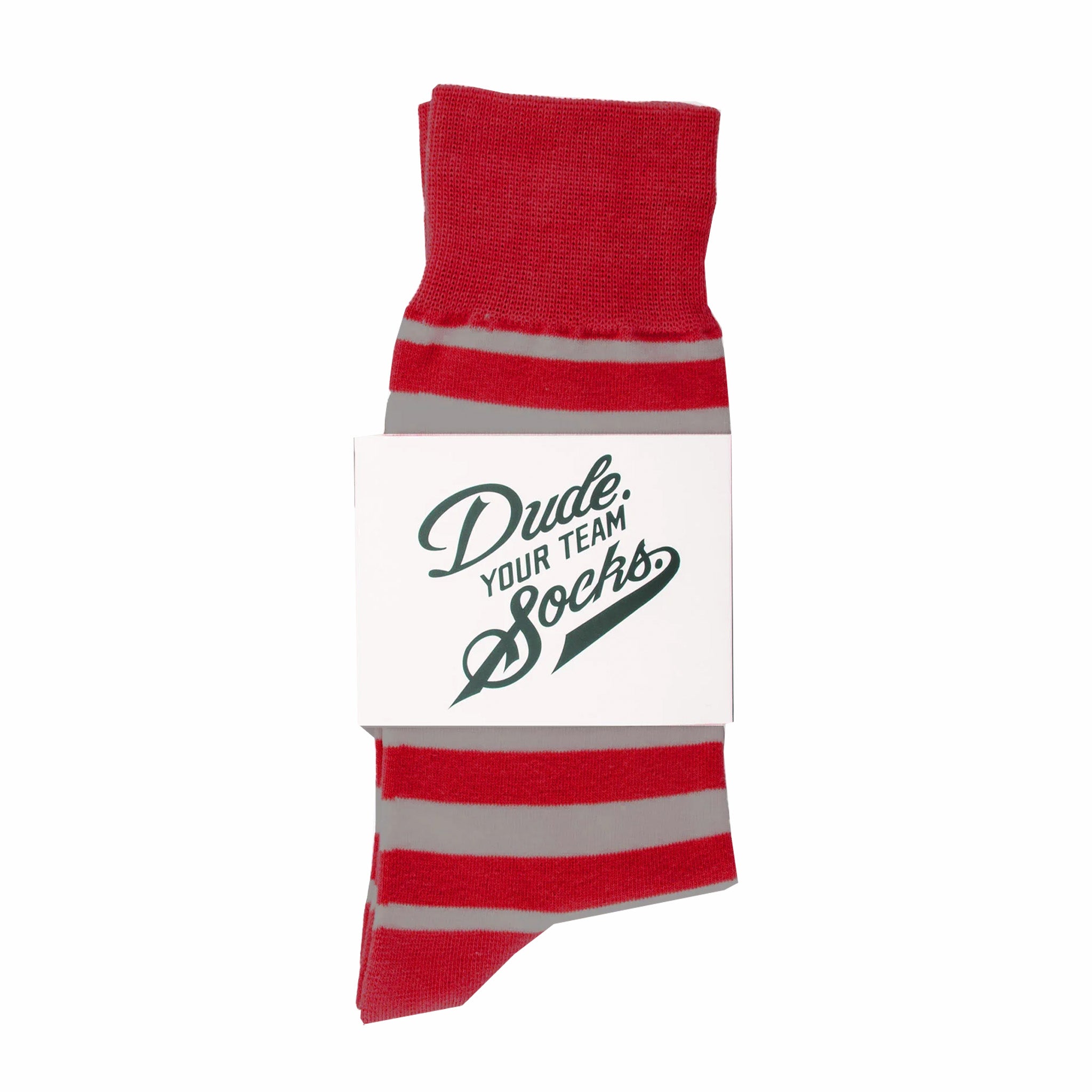 Red & Grey Striped Team Socks by Dude