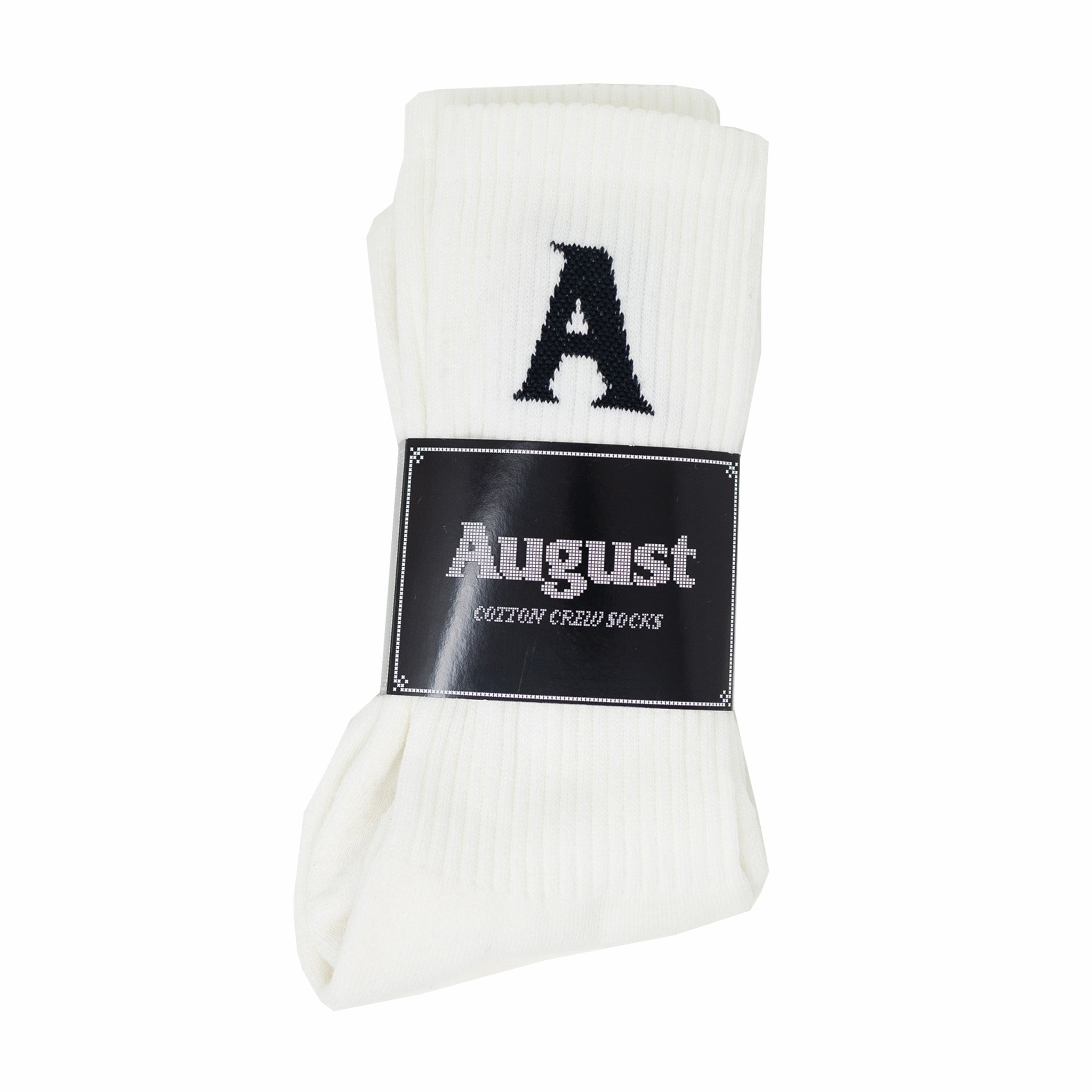 Natural & Black Cotton Crew Socks