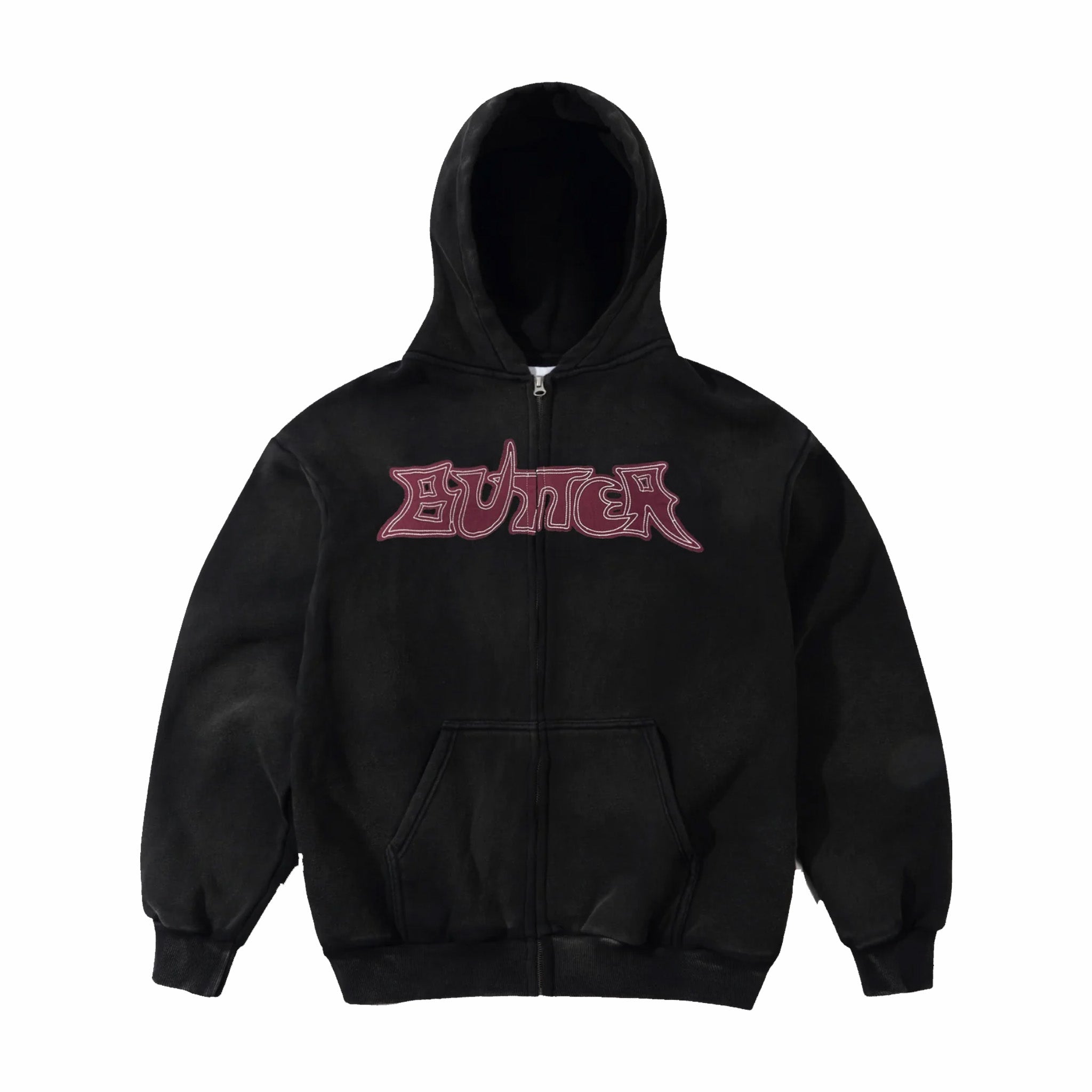Butter Goods Washed Black Zip-Thru Hoodie